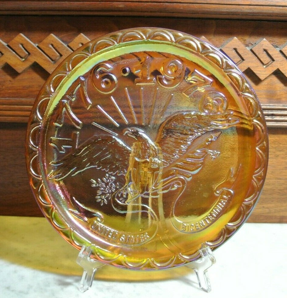 Two Indiana Carnival Glass Bicentennial United States 1776-1976 & "Liberty Bell"