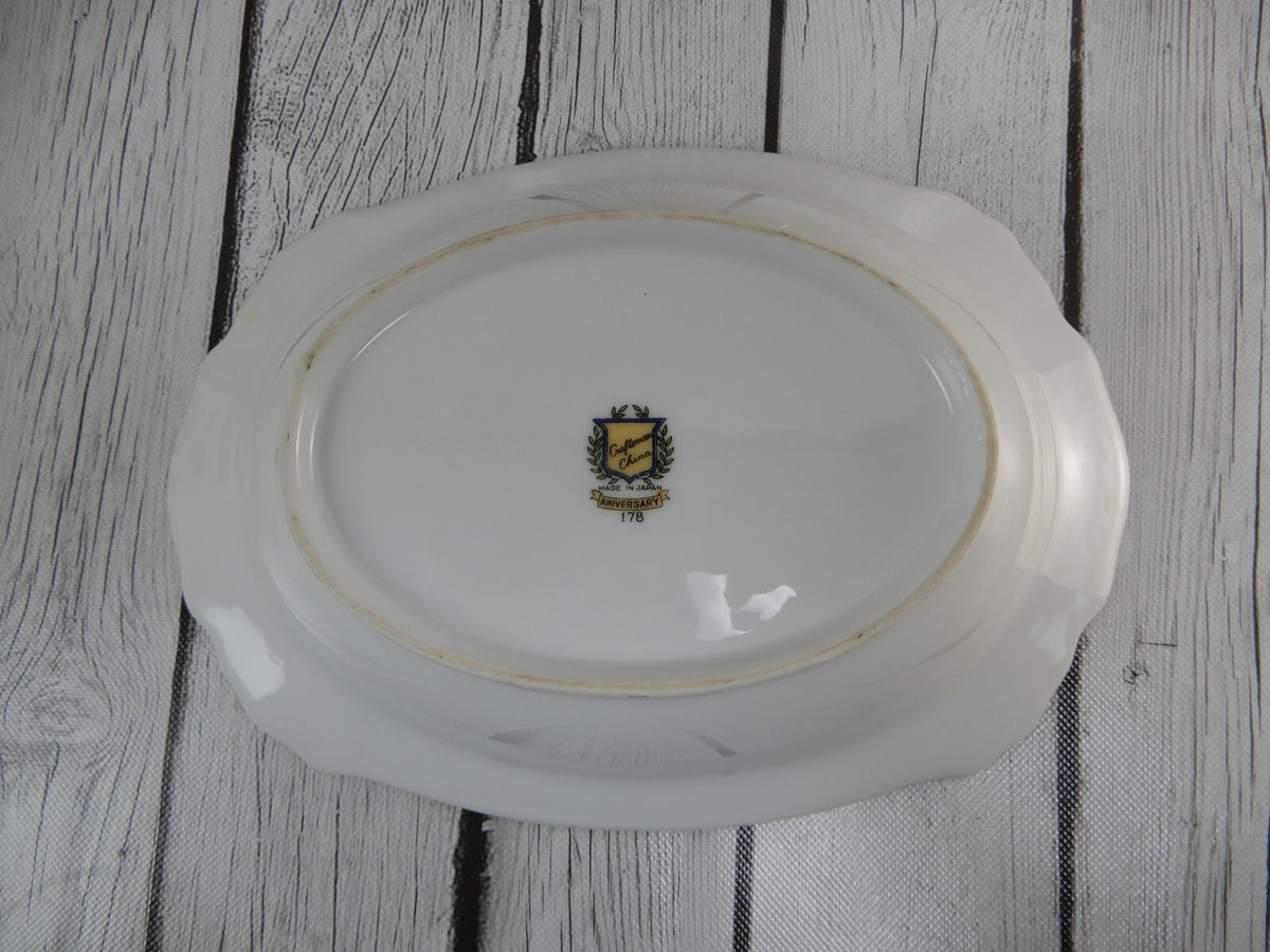 Gold Floral Anniversary Craftsman China Set of 16-3/8" Platter and Serving Bowl