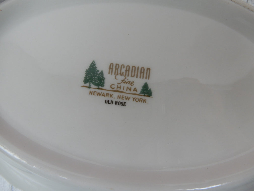 Vtg. Arcadian Fine China "Old Rose" Two Oval Serving Bowls and Gravy Bowl
