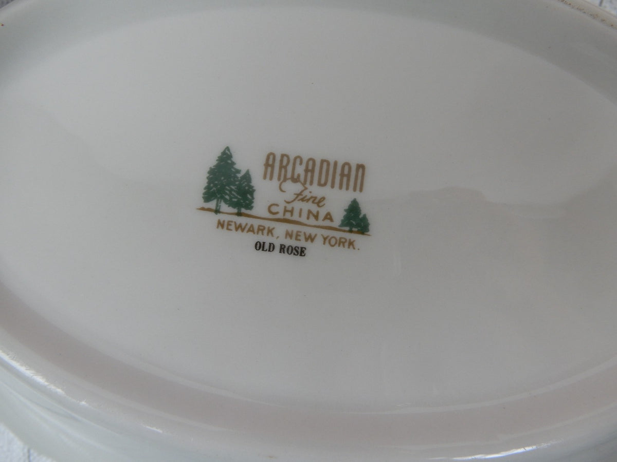 Vtg. Arcadian Fine China "Old Rose" Two Oval Serving Bowls and Gravy Bowl