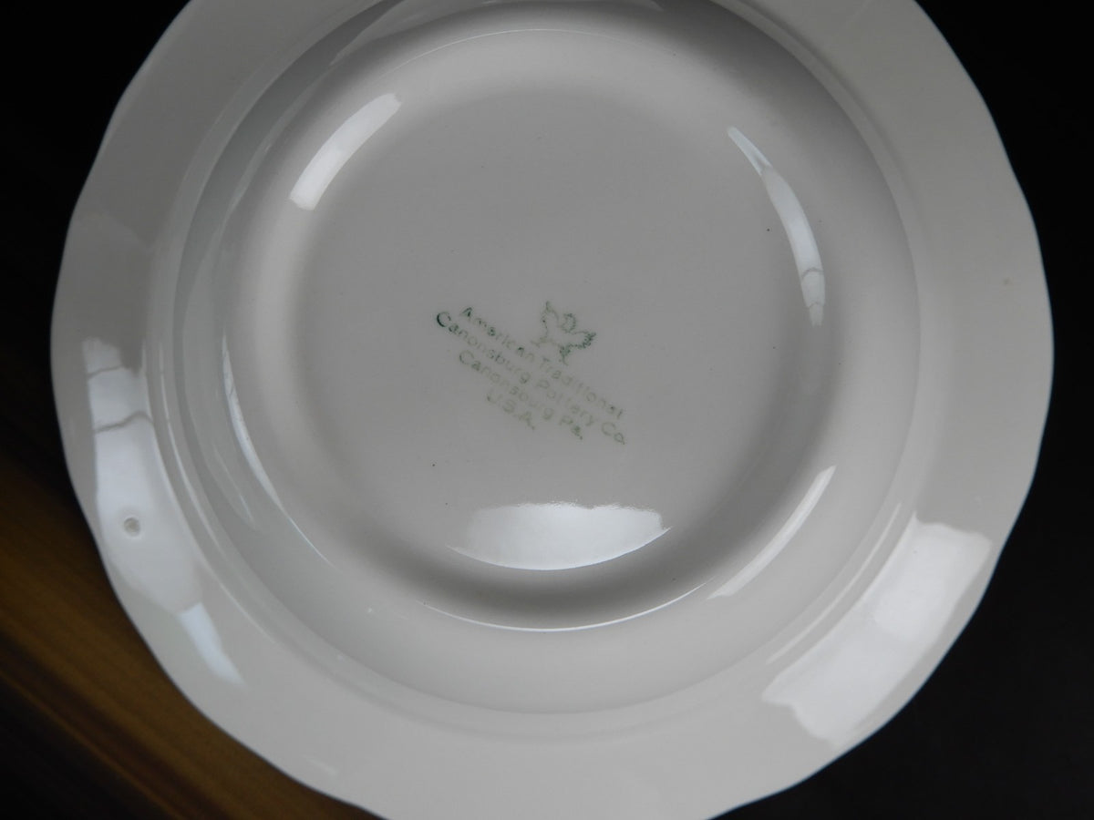 Four Canonsburg Pottery American Traditional Embossed Cereal Bowls