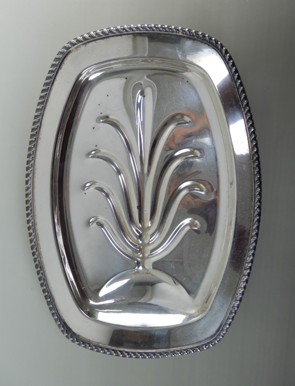 Vintage Tree Of Life Academy Silver on Copper Footed Meat Platter Tray 16-1/4"
