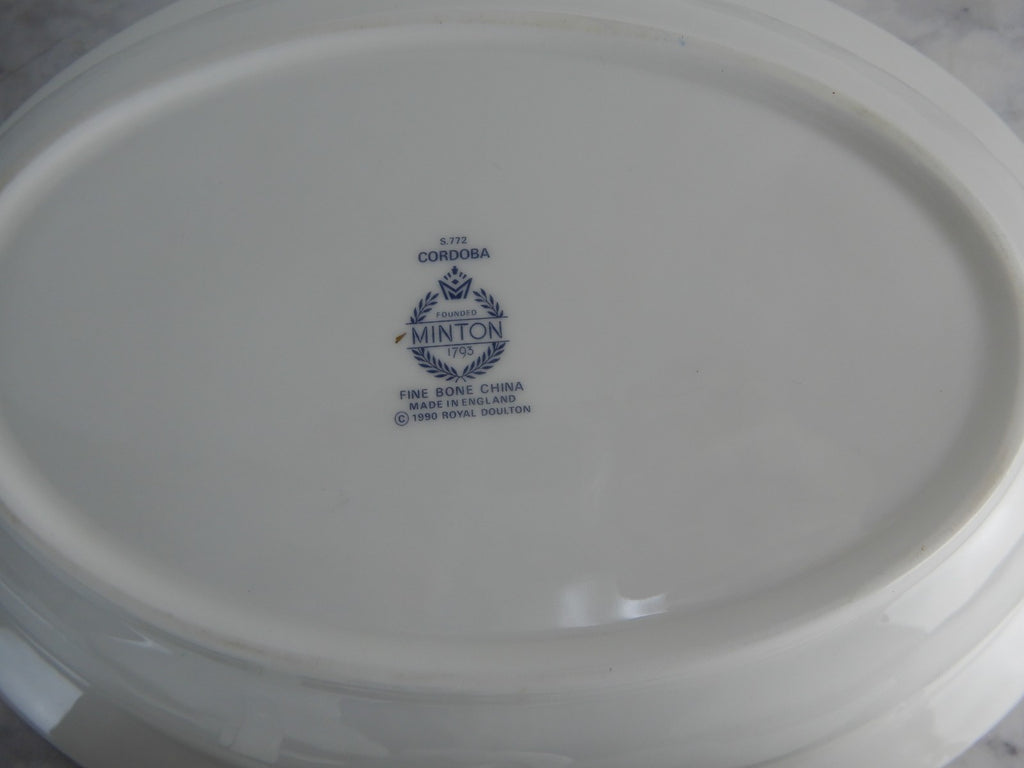 Royal Doulton Minton "Cordoba" Oval Serving Bowl and Creamer and Sugar Bowl