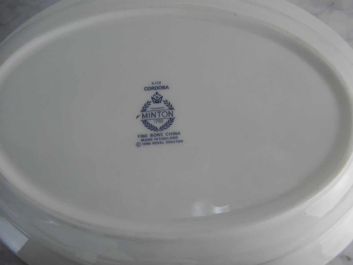 Royal Doulton Minton "Cordoba" Oval Serving Bowl and Creamer and Sugar Bowl