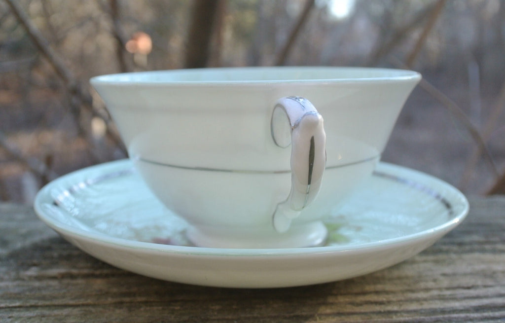 Paragon “ HM The Queen & HM Queen Mary”Light Green Floral Cup And Saucer England