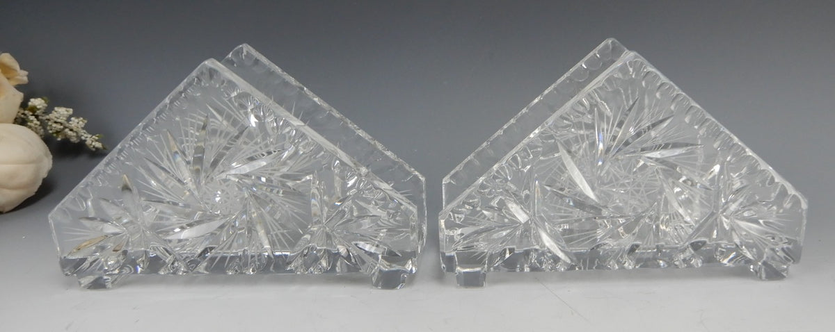 Two Bohemia 24% Lead Napkin Holders Made in Czechoslovakia Hand Cut