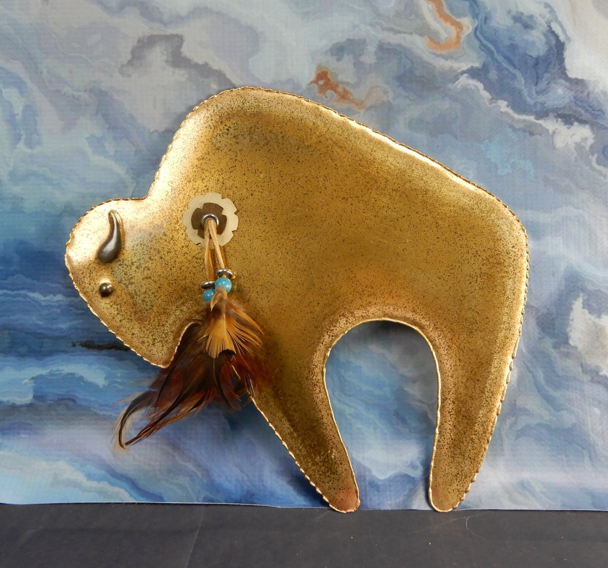 Vintage Galbraith 1996 Welded Buffalo Brass Wall Hanging Sculpture