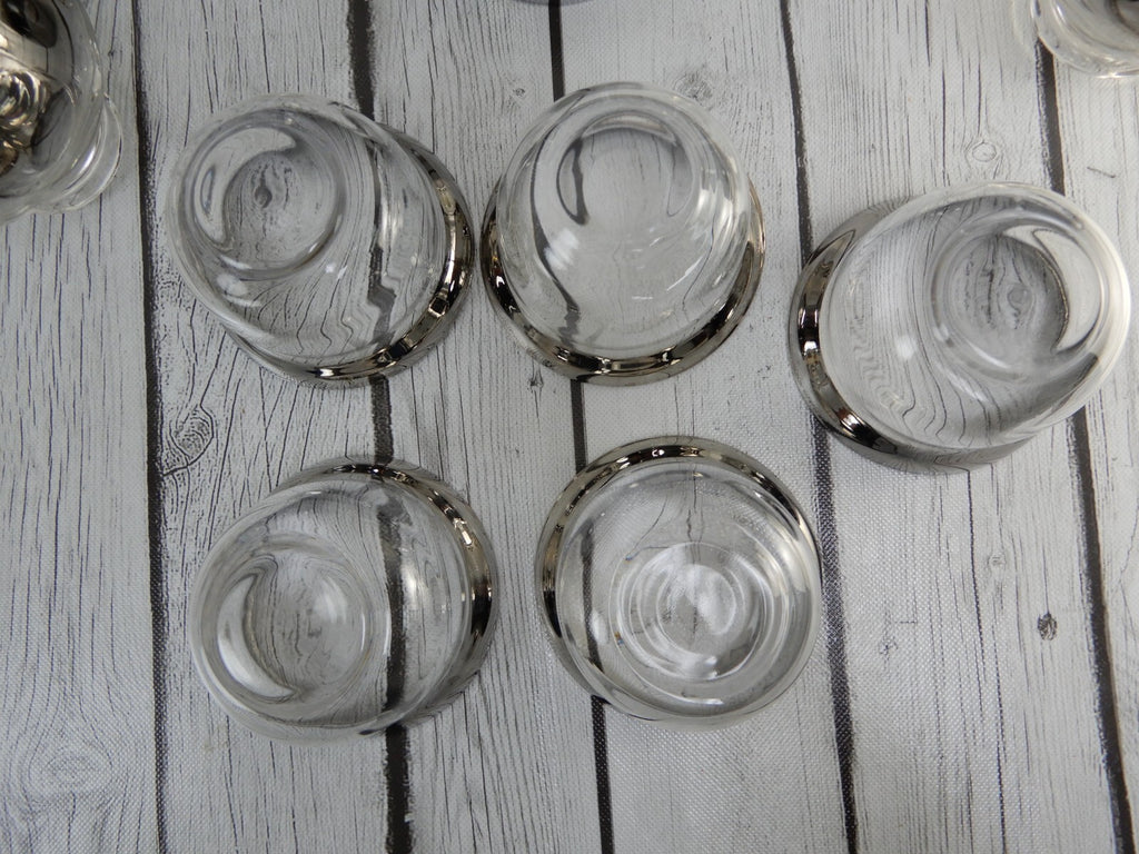 5 Queens Lusterware Shrimp Cocktail Set Dorothy Thorpe Style Silver Mercury Fade