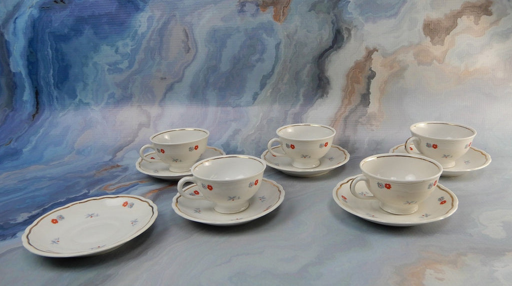 Richard Ginori Demitasse Cups and Saucers Set: Floral Italian Decor