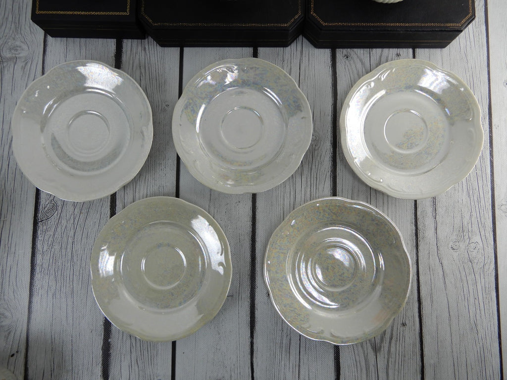 Vintage Iridescent Wloclawek Porcelain 13 Piece Tea Service Poland Set