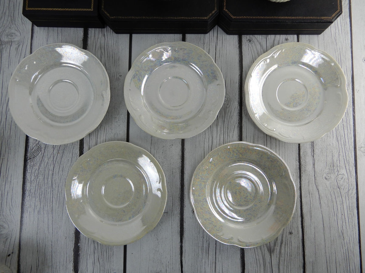 Vintage Iridescent Wloclawek Porcelain 13 Piece Tea Service Poland Set