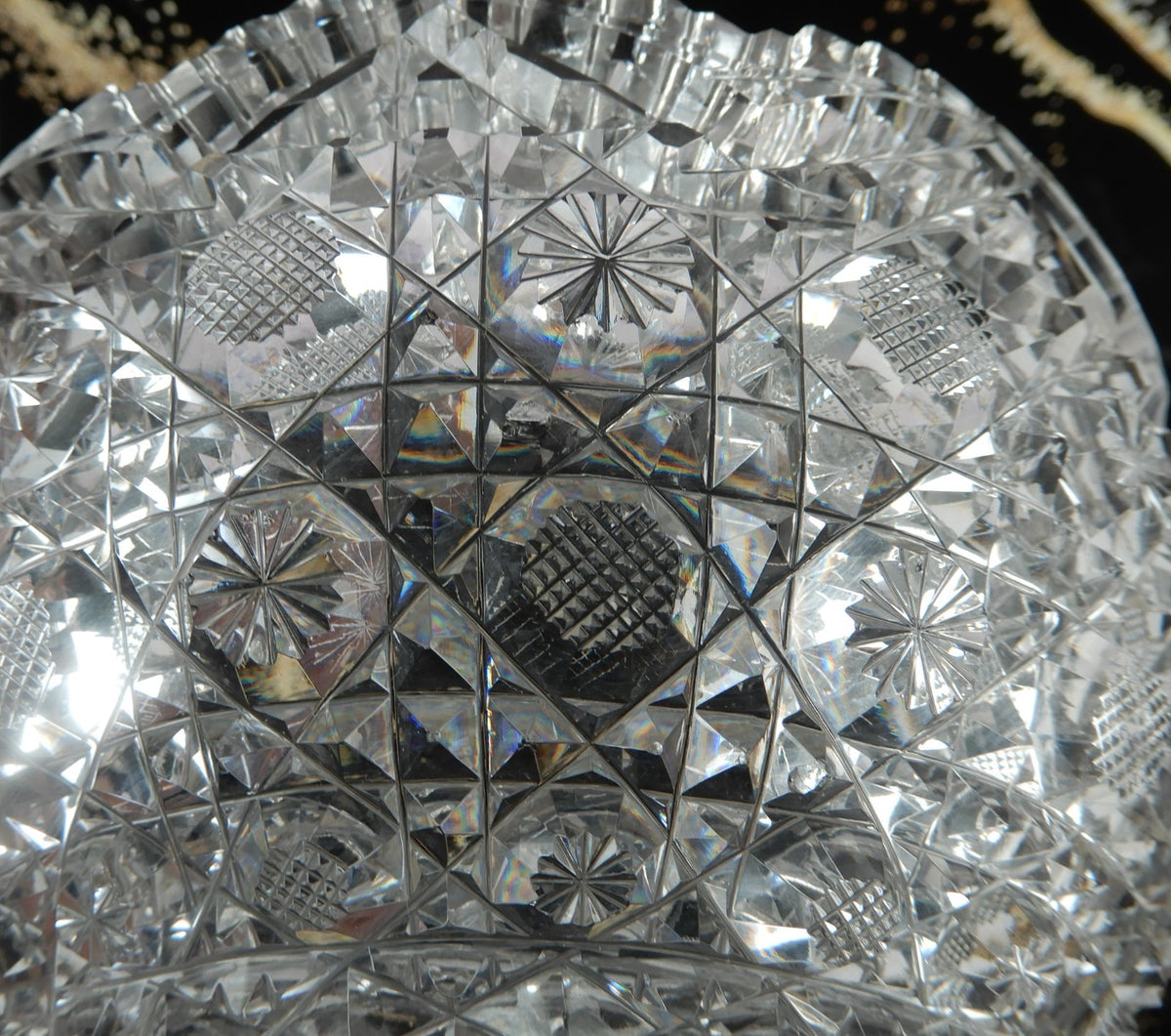 Antique The Harvard Pattern ABP Heavy Crystal Cut Glass 8" Bowl