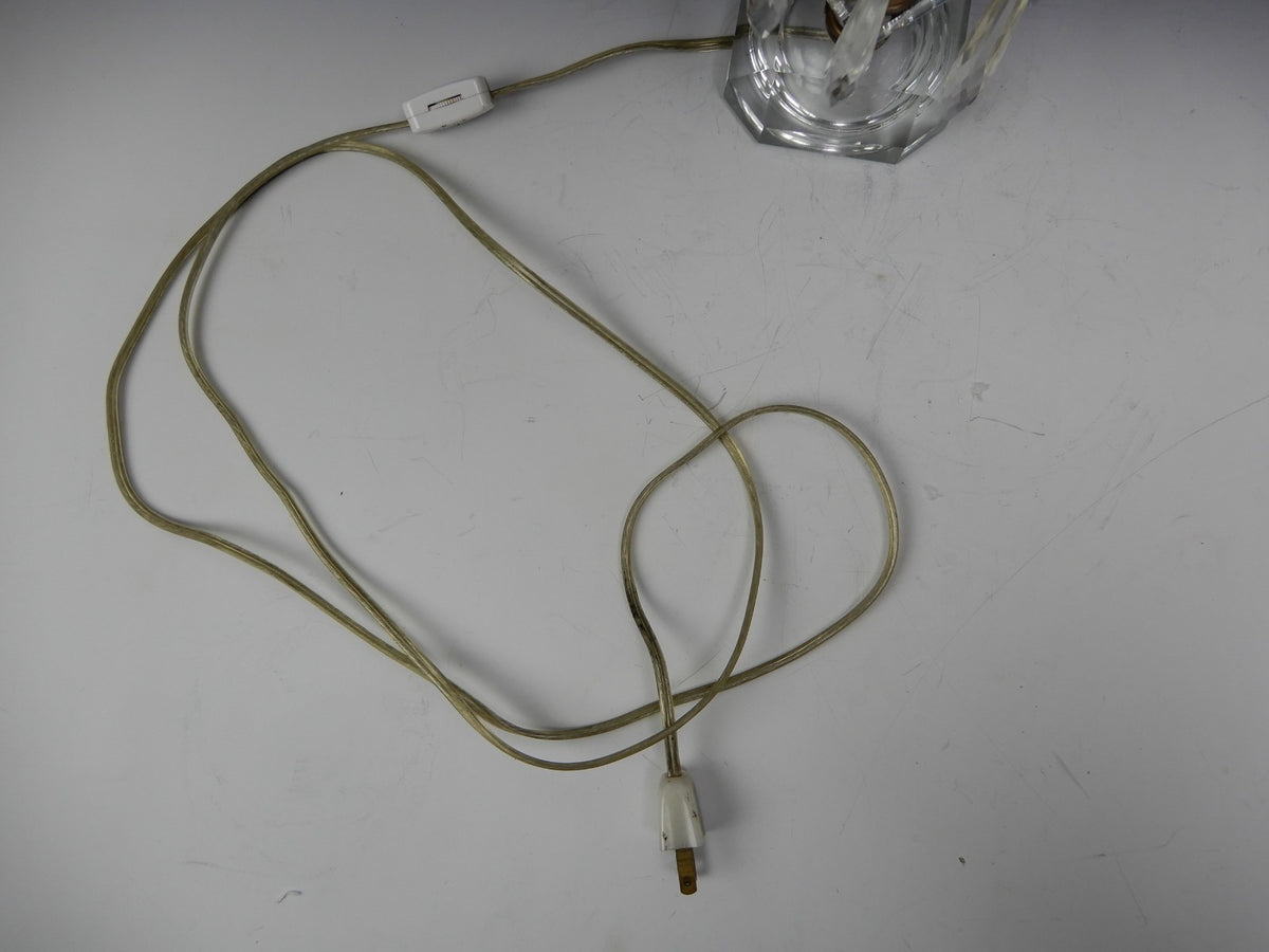 Vintage Crystal Boudoir Table Lamp W/Hanging Prisms and Flicker Flame  Bulb