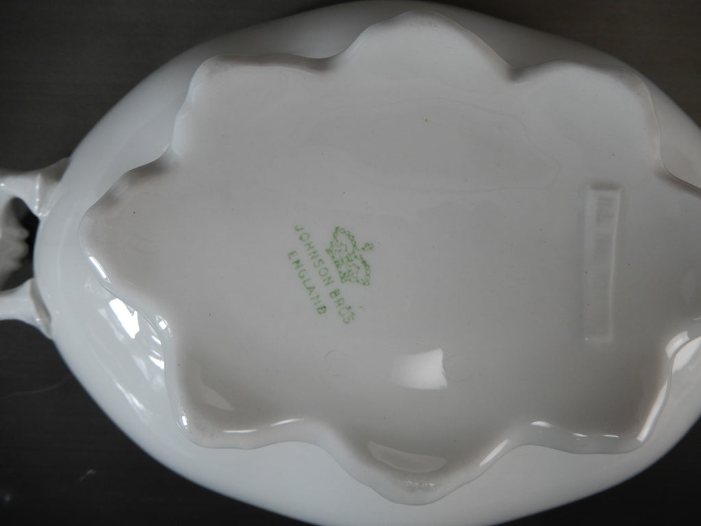 Antique Johnson Brothers White Ironstone Tureen Tariff mark 1913-1930