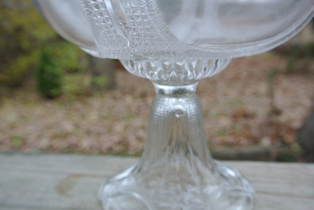 Curtain Tie Back Lidded Compote Early American Pattern Glass Adams & Co