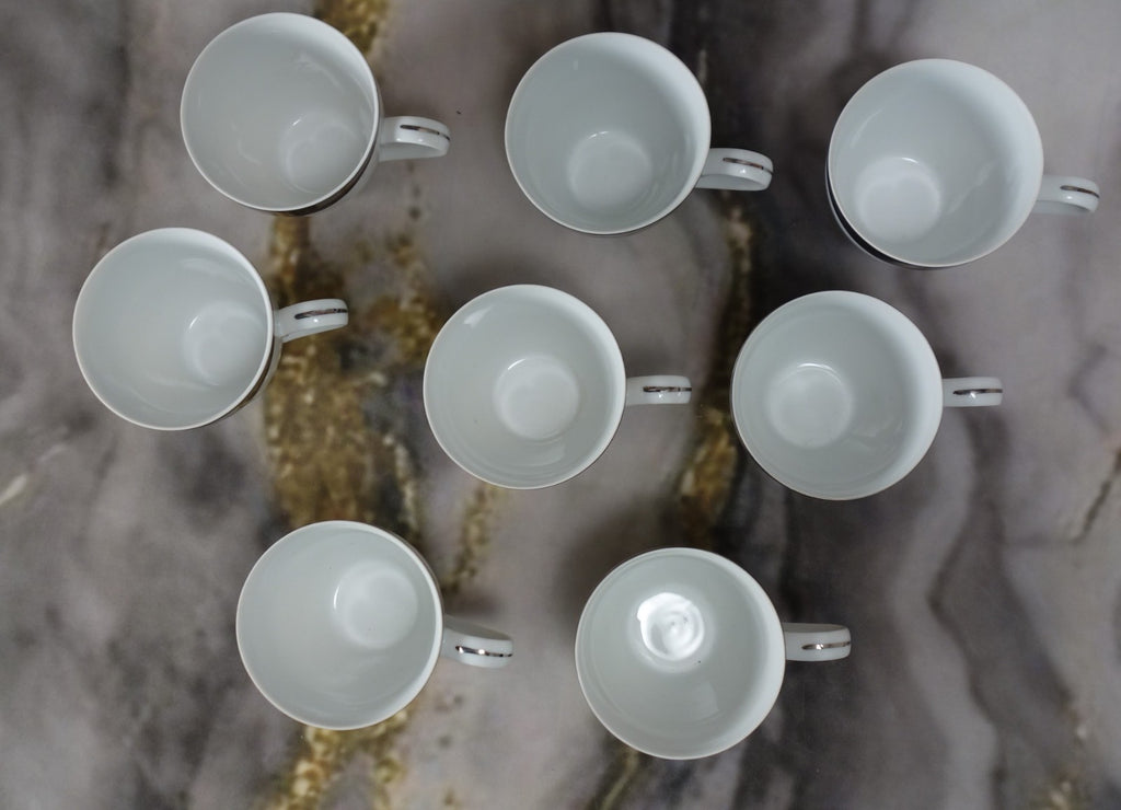 8 Replacement Cups Mikasa Platinum Fascination Pattern Made in Japan NO SAUCERS