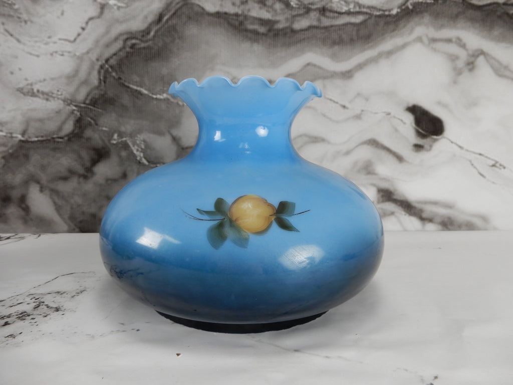 Vintage GWTW Blue Hand Painted Glass Shade 9-3/4" Fitter