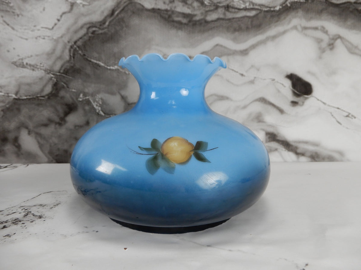 Vintage GWTW Blue Hand Painted Glass Shade 9-3/4" Fitter