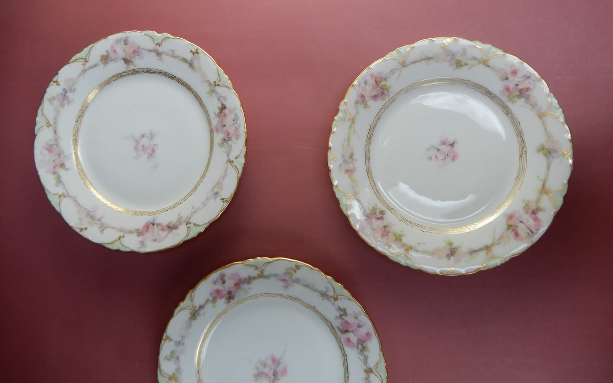 Five RC Versailles Bavaria Hand Painted and Signed Pink,Green,Gold 6-1/4" Plates