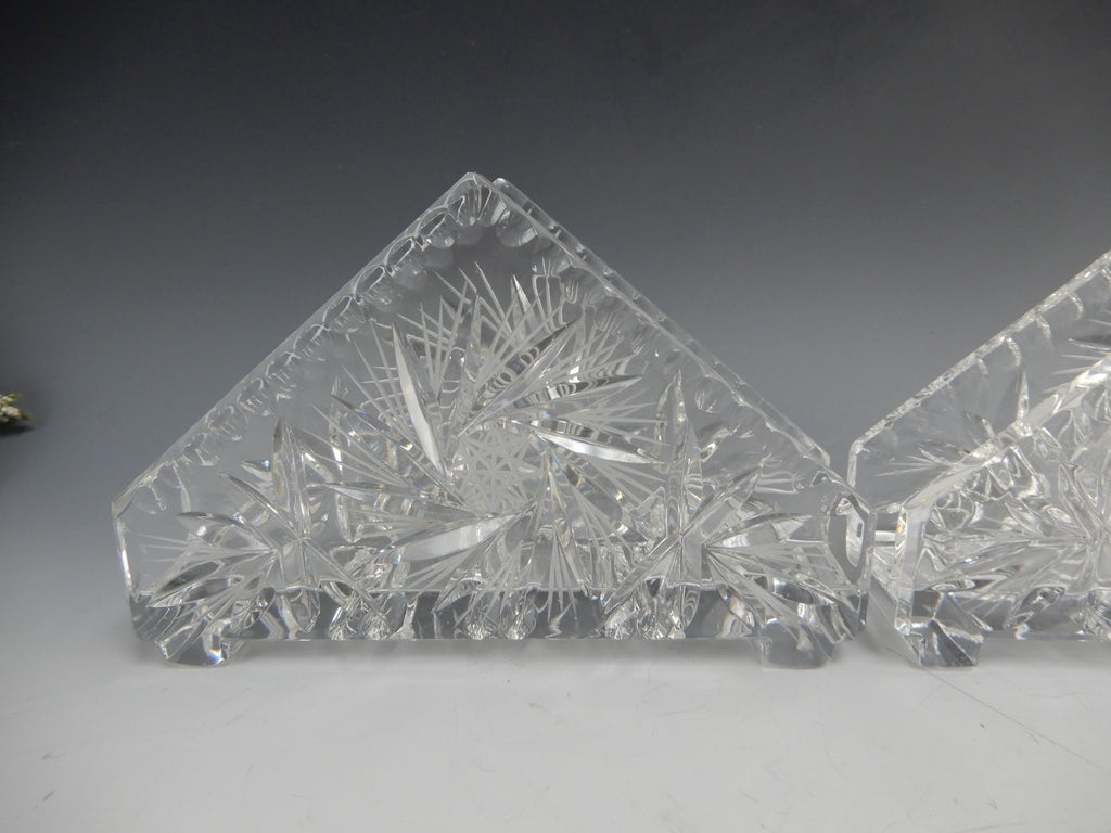 Two Bohemia 24% Lead Napkin Holders Made in Czechoslovakia Hand Cut