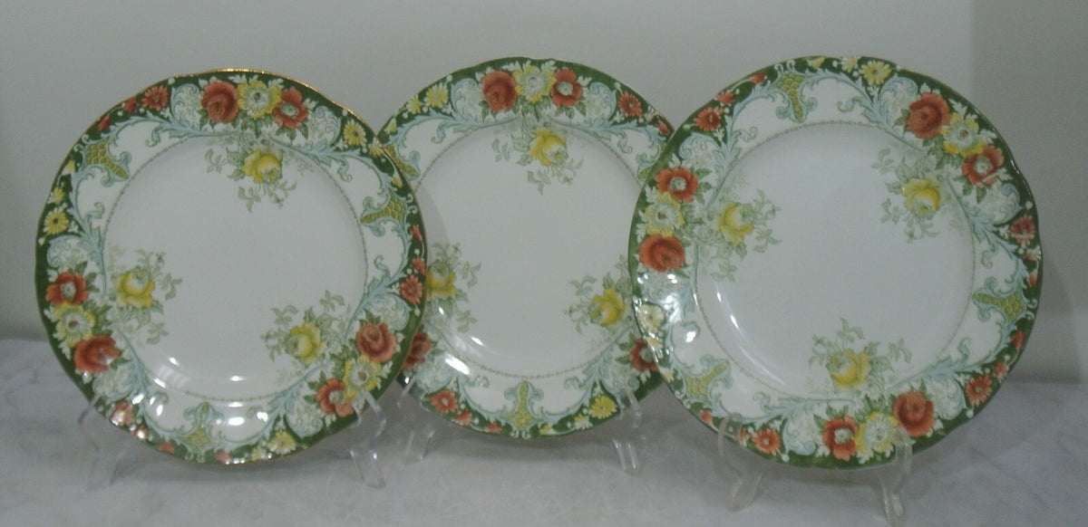 Set of 3 Antique Belmont J.H.W & Sons England Dinner Plates 'B'