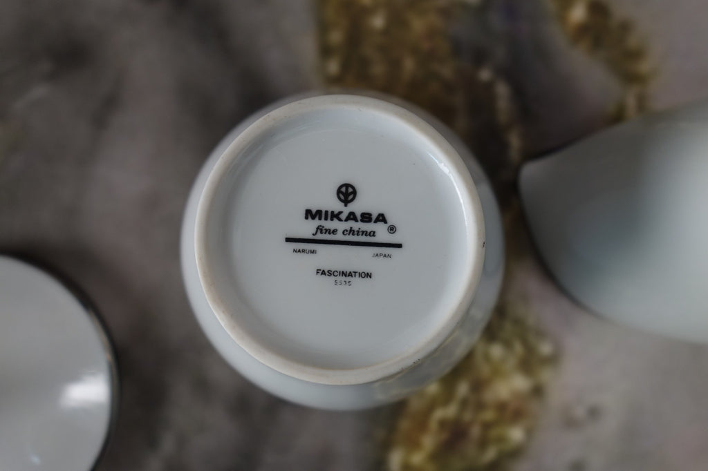 Mikasa Platinum Fascination Pattern Made in Japan Creamer and Sugar Bowl
