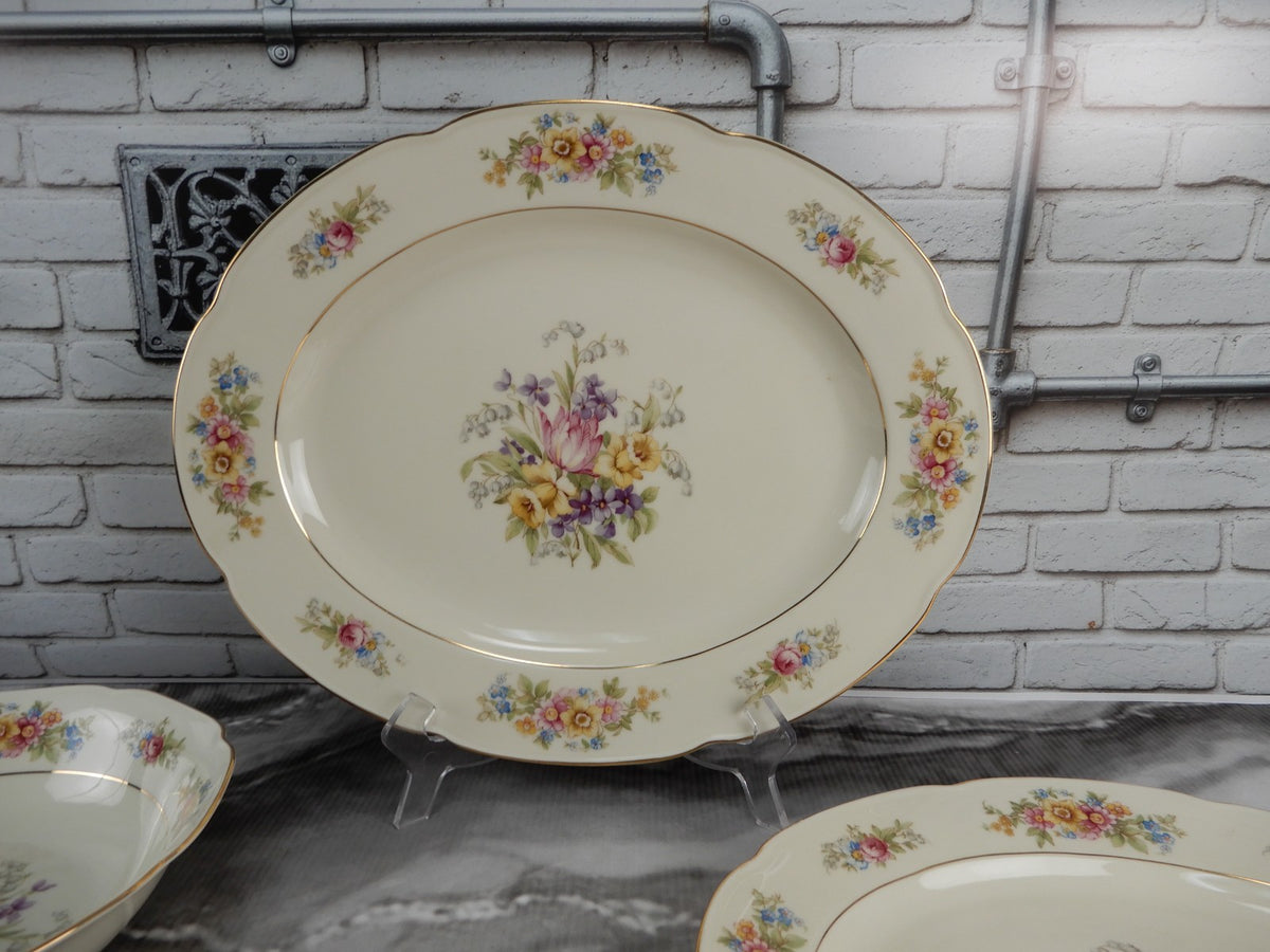 Vintage Set of 3 Pc. 2 Platters One Vegetable Bowl Tirschenreuth Springtime