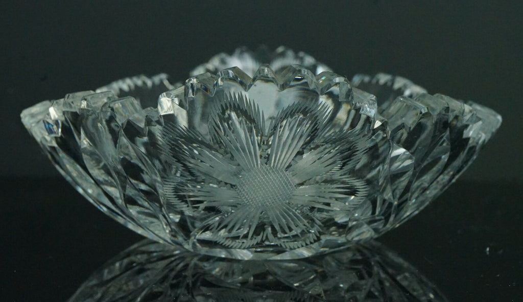Vintage Cut Glass Candy Dish, Floral Nut Bowl, Home Decor