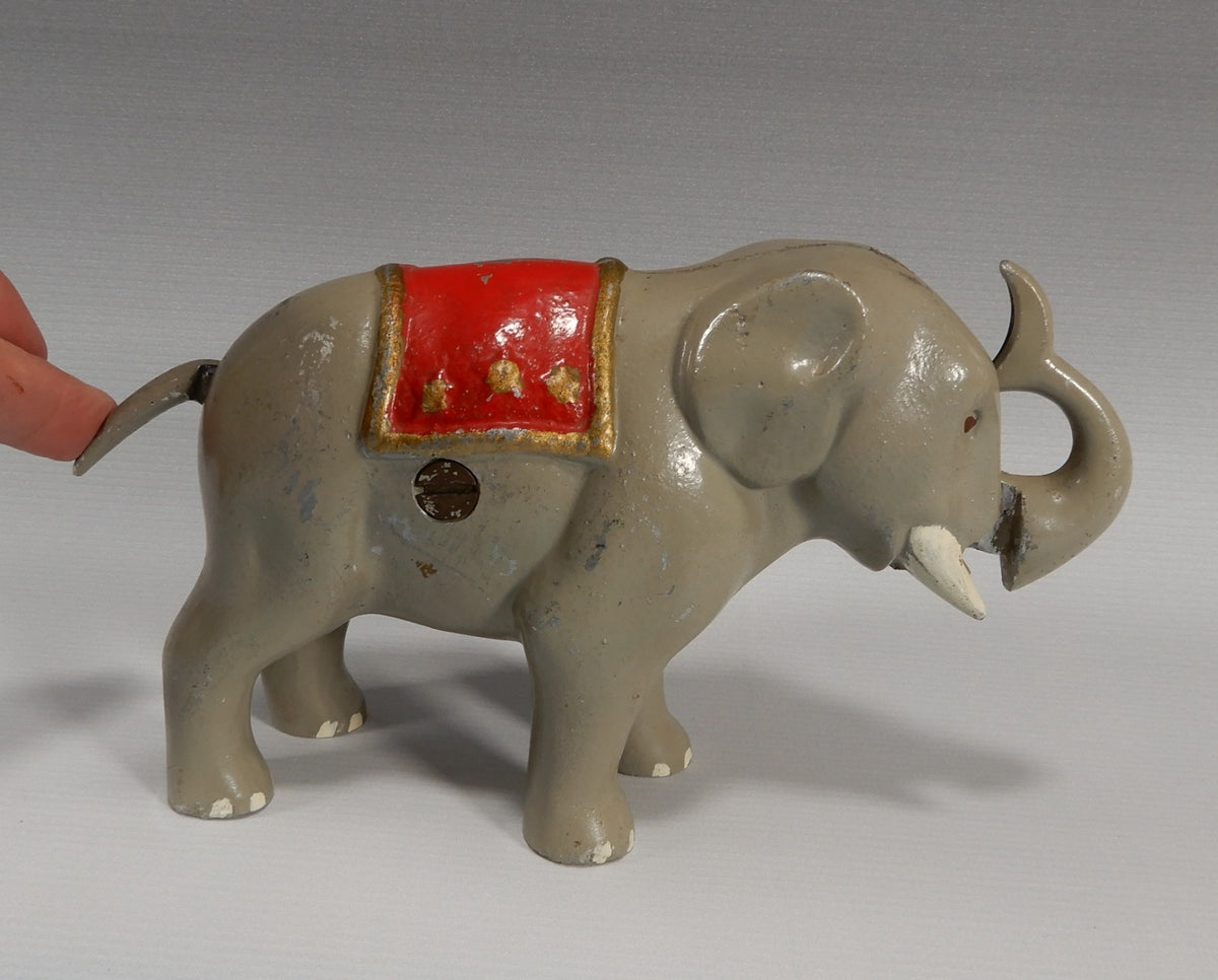 Vintage Metal (Aluminum) Elephant Bank Figure with Movable Trunk