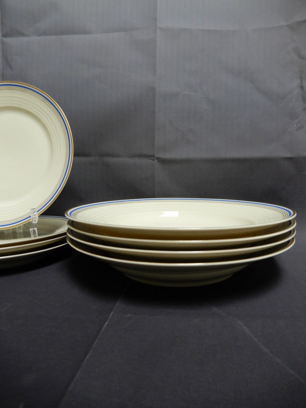 20 Pieces 5-Piece 4 Place Eamag Schönwald Bavaria Gold and Cobalt Blue Rim
