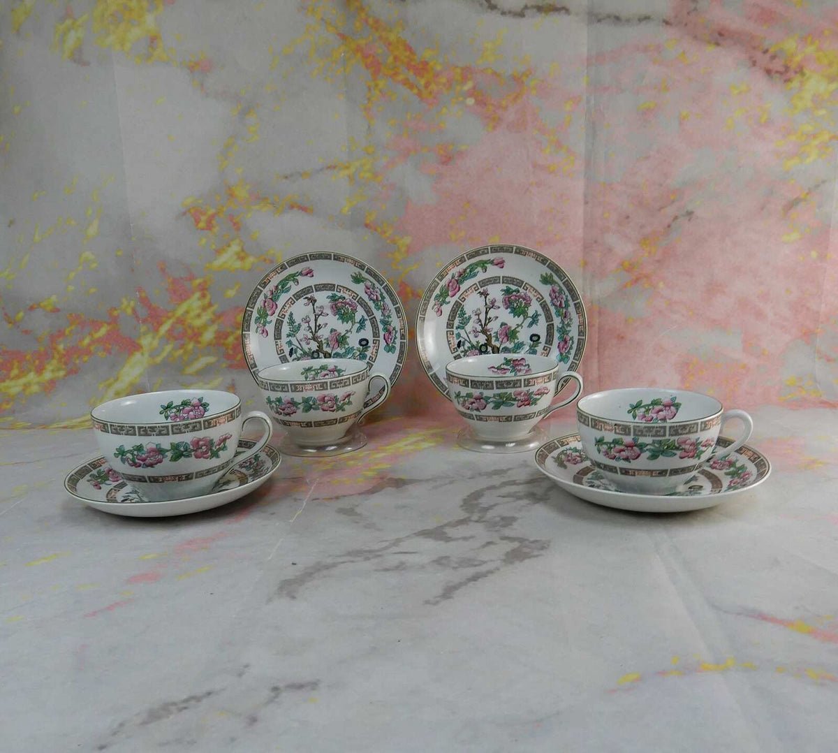 Set of 4 Myott Son&Co. England" Indian Tree" Cups and Sauces