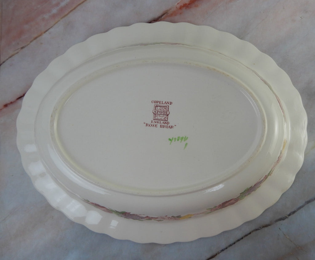 Vtg Copeland Spode "Rose Briar" Oval 10-1/4" Serving Bowl Made In England