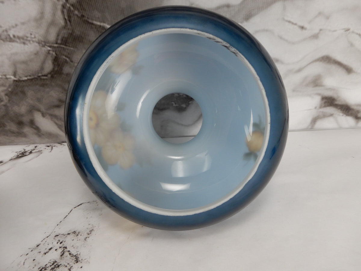 Vintage GWTW Blue Hand Painted Glass Shade 9-3/4" Fitter