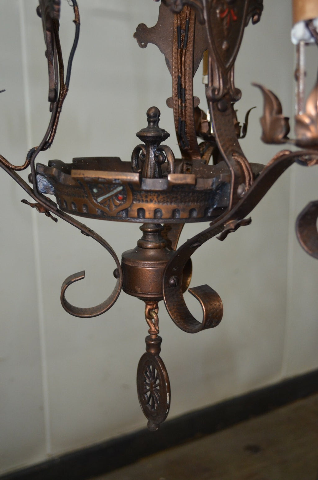 Medieval Gothic Wrought Iron Hanging Light Lamp Chandelier For Repair "5"