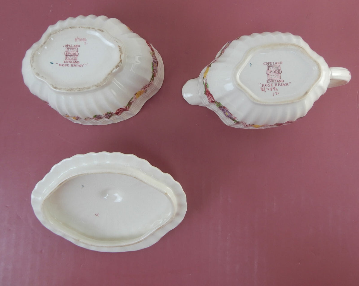 Vtg Copeland Spode "Rose Briar" Sugar Bowl and Creamer