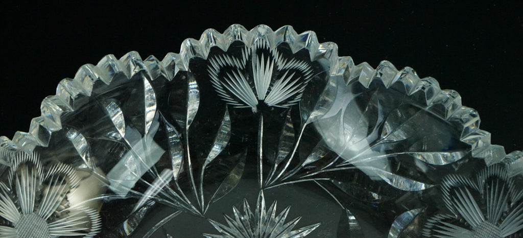 Vintage Cut Glass Candy Dish, Floral Nut Bowl, Home Decor
