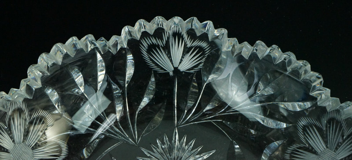 Vintage Cut Glass Candy Dish, Floral Nut Bowl, Home Decor
