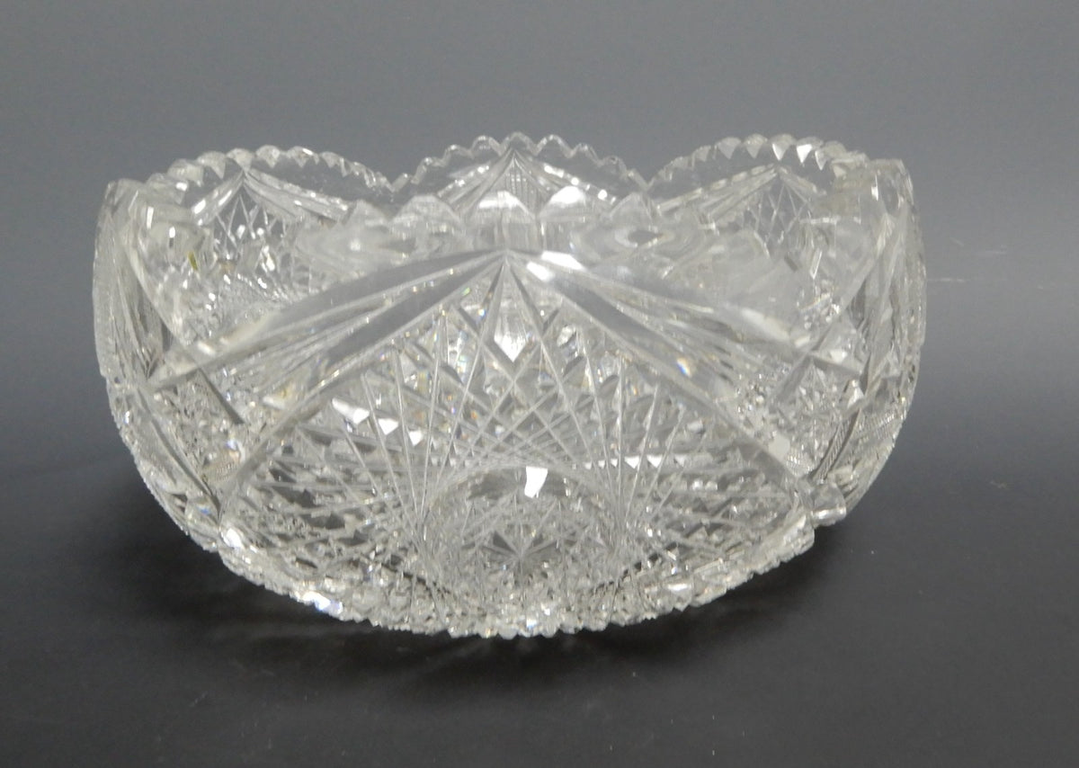 Antique American Brilliant ABP Heavy Crystal Cut Glass 7-1/2" Bowl
