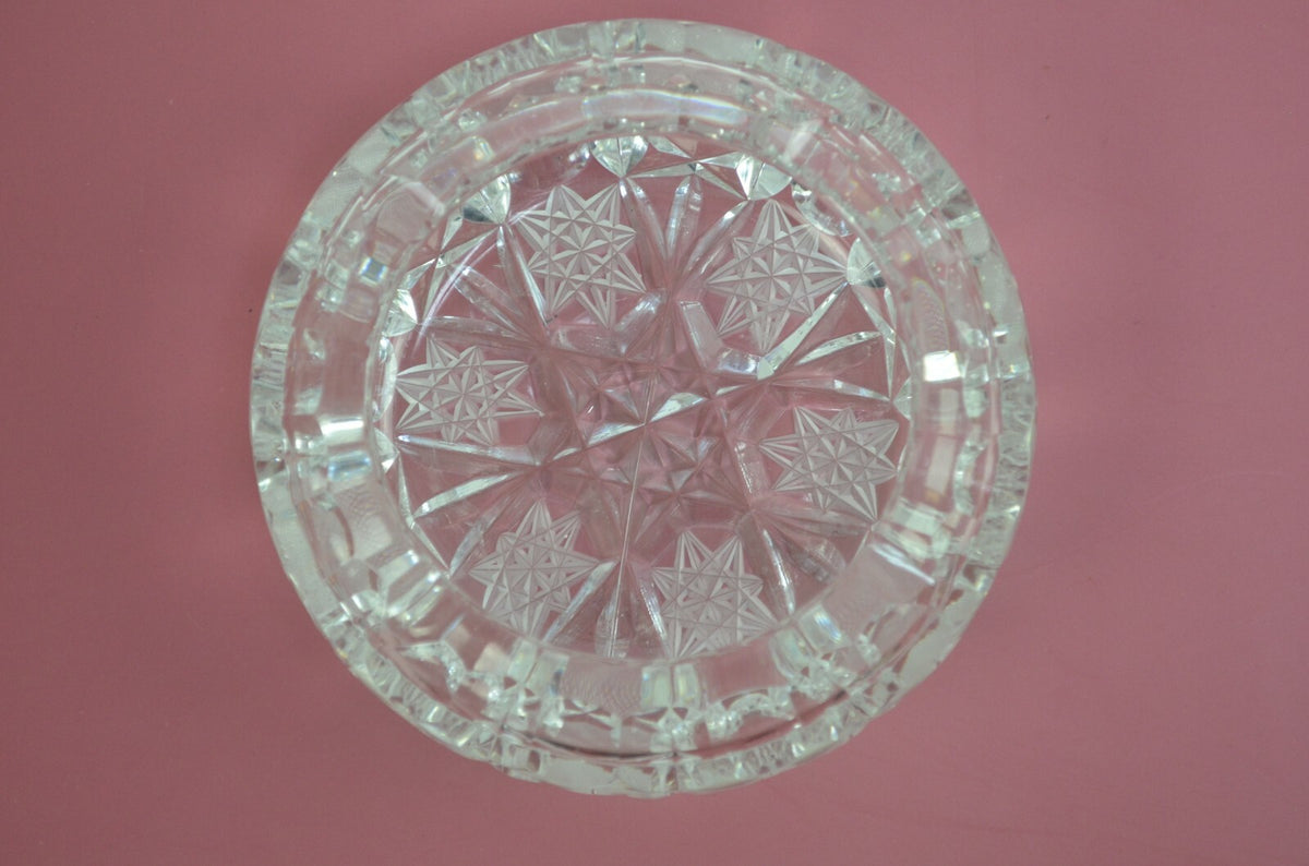 Vintage Clear Cut Crystal Star and Criss Cross Astray
