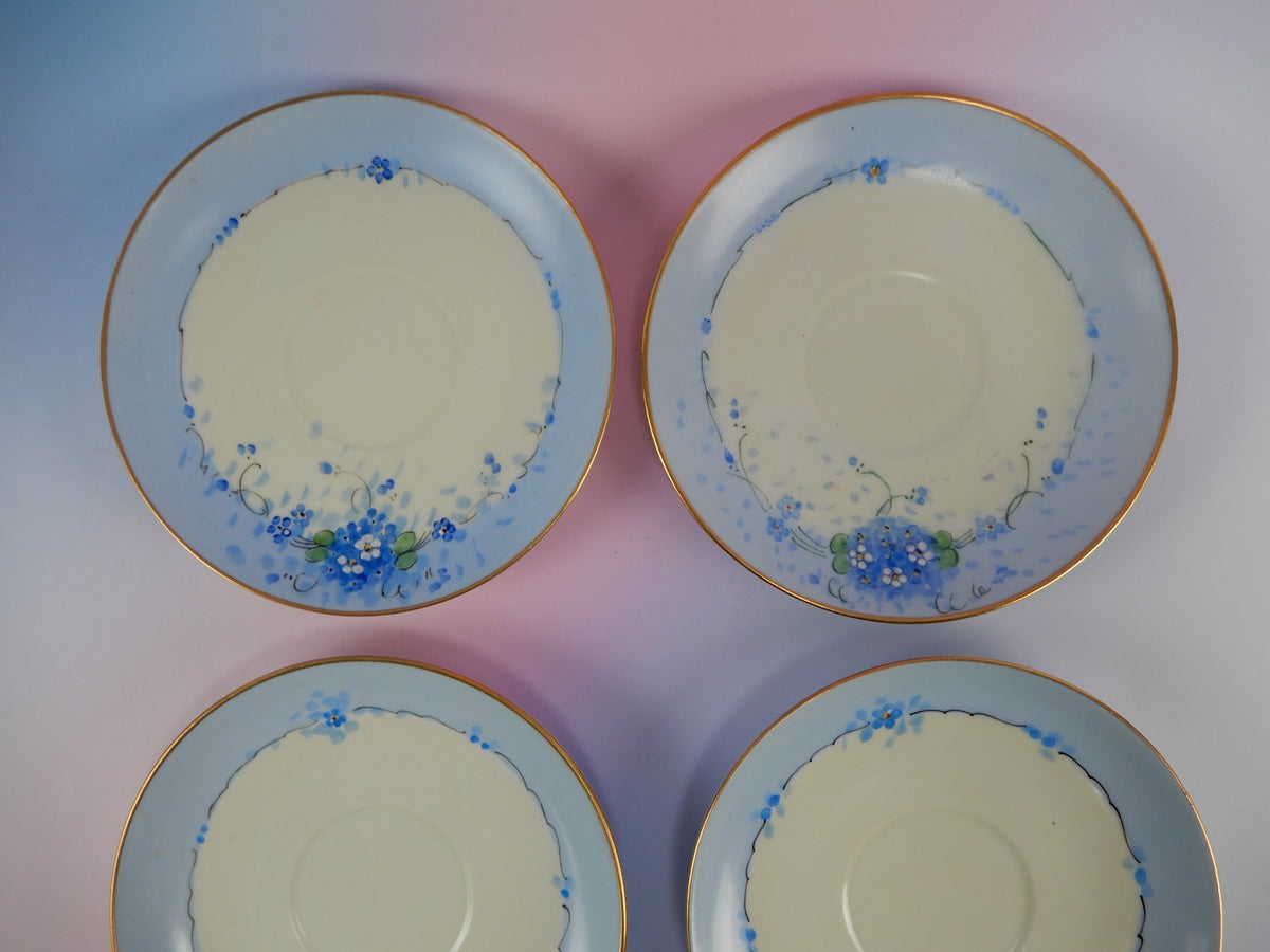 4 Pc. Paul Muller Selb Stouffer Hand Decorated Blue Forget Me Not~ Cups &Saucers