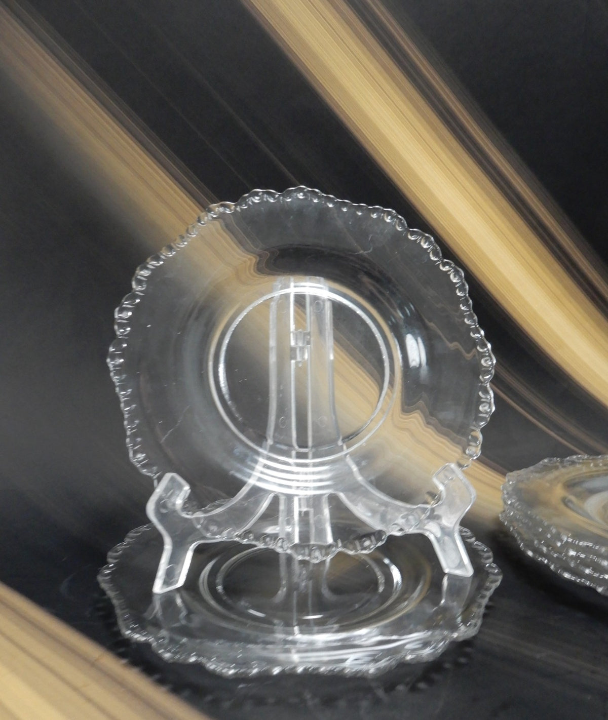 Set Of 6 Vintage Clear Cambridge Glass "GADROON" 8-1/2" Salad Plates