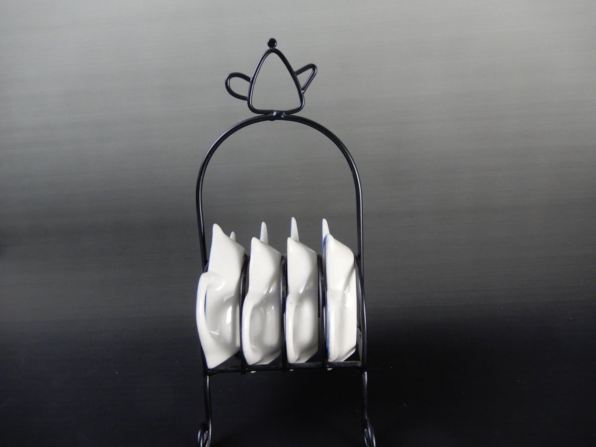 Vintage Ceramic Tea Bag Holders (4pc) with Caddy – Tea Pot Shape Rest