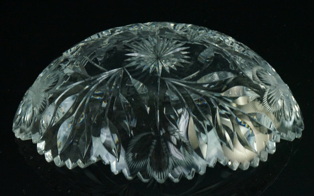 Vintage Cut Glass Candy Dish, Floral Nut Bowl, Home Decor