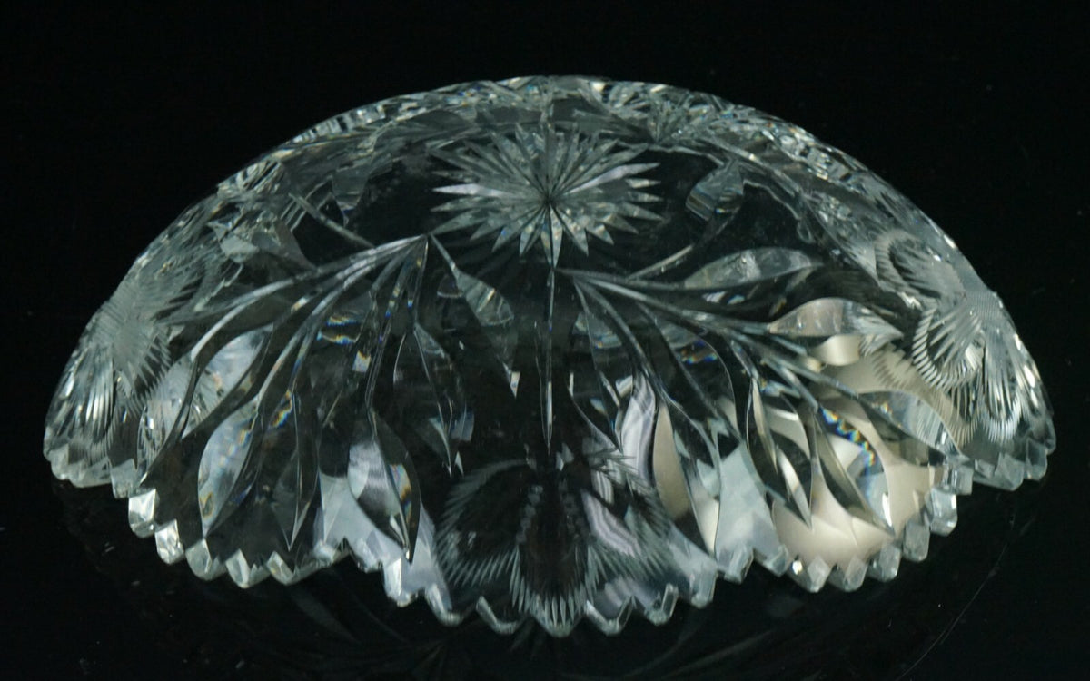 Vintage Cut Glass Candy Dish, Floral Nut Bowl, Home Decor