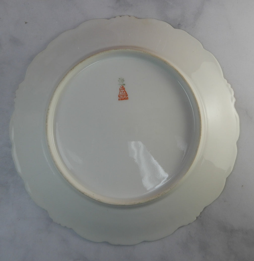 Antique T&V Limoges Embossed Hand Painted Floral Plate 8-3/8"