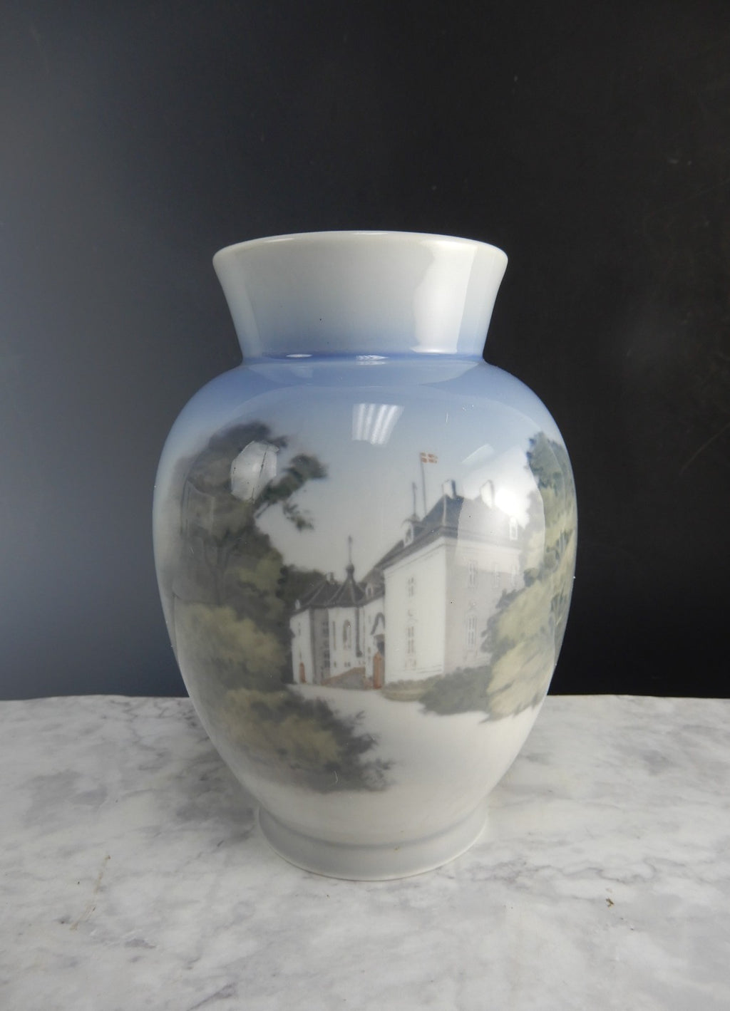 Royal Copenhagen Art Nouveau~  6-1/2" Vase with Marselisborg Castle