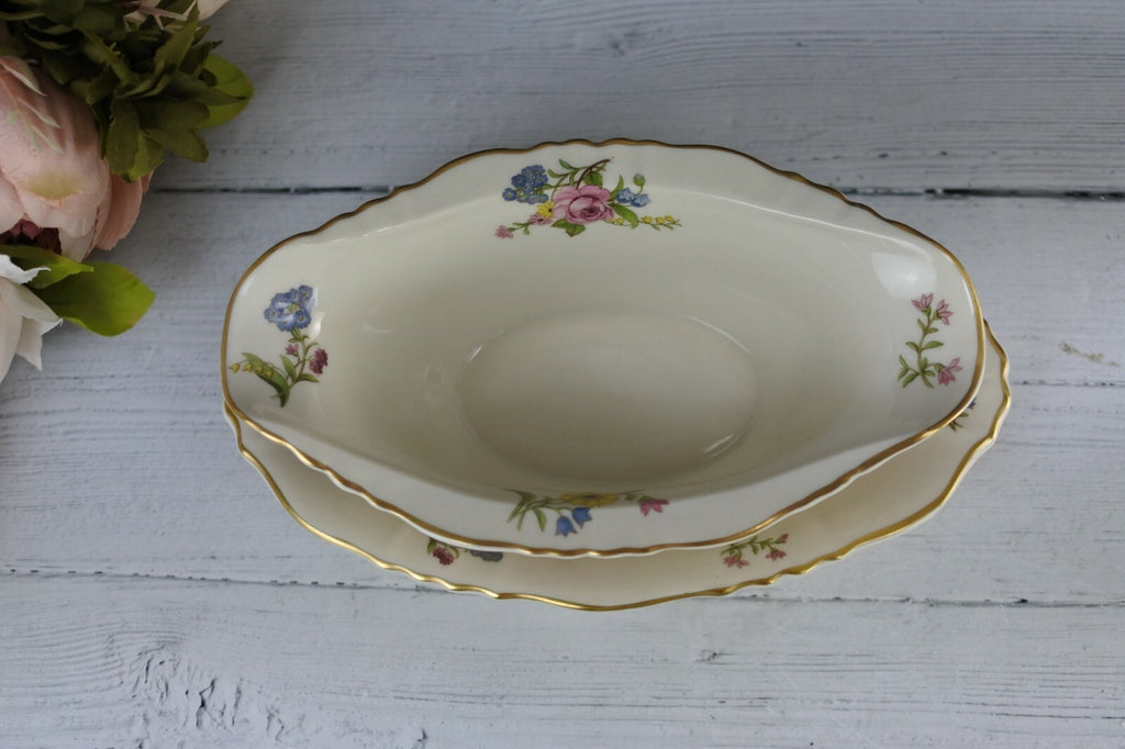 Vintage Federal Syracuse Gravy Boat And Oval Serving "Portland" Pattern China