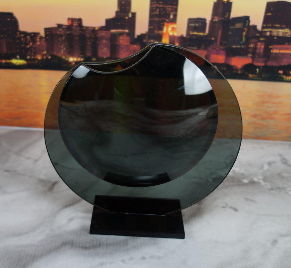 Vintage Round Charcoal Glass Flower Vase