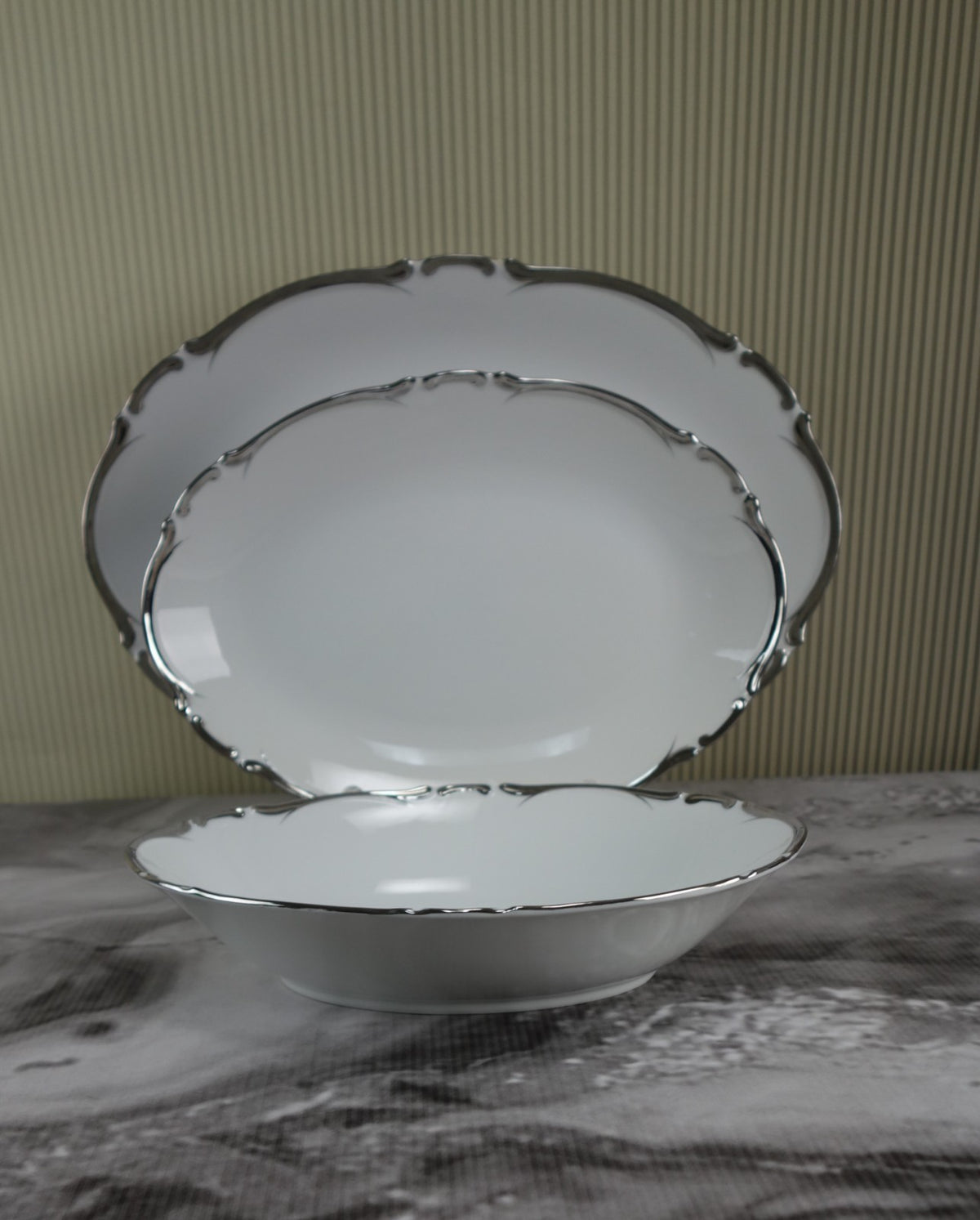 Harmony House "Starlight" Made in Japan~Two Platters and One Oval Vegetable Bowl