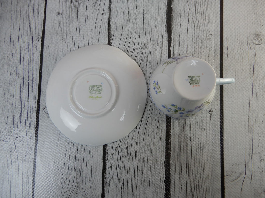 Shelley Blue Rock Trio Cup, Saucer and Dessert Plate Cambridge Shape English